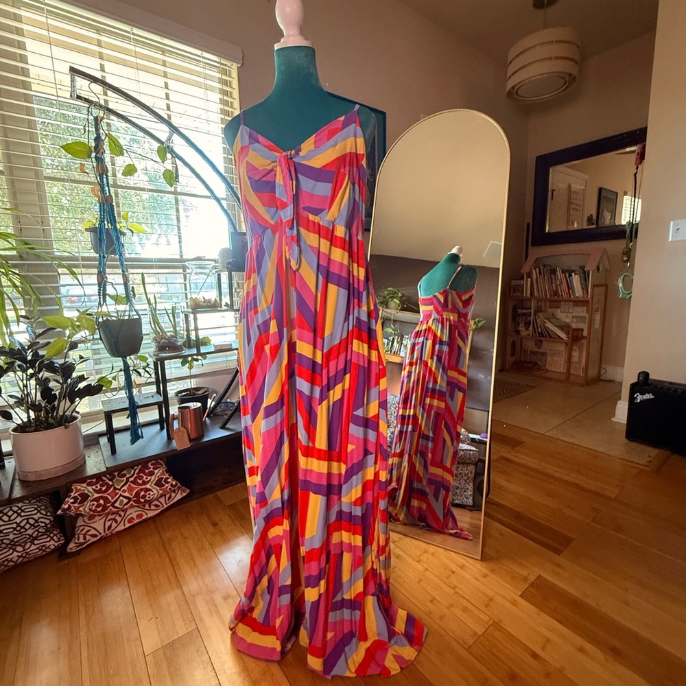 Caribbean Joe Multicolor Maxi Dress with Pockets – Size L
